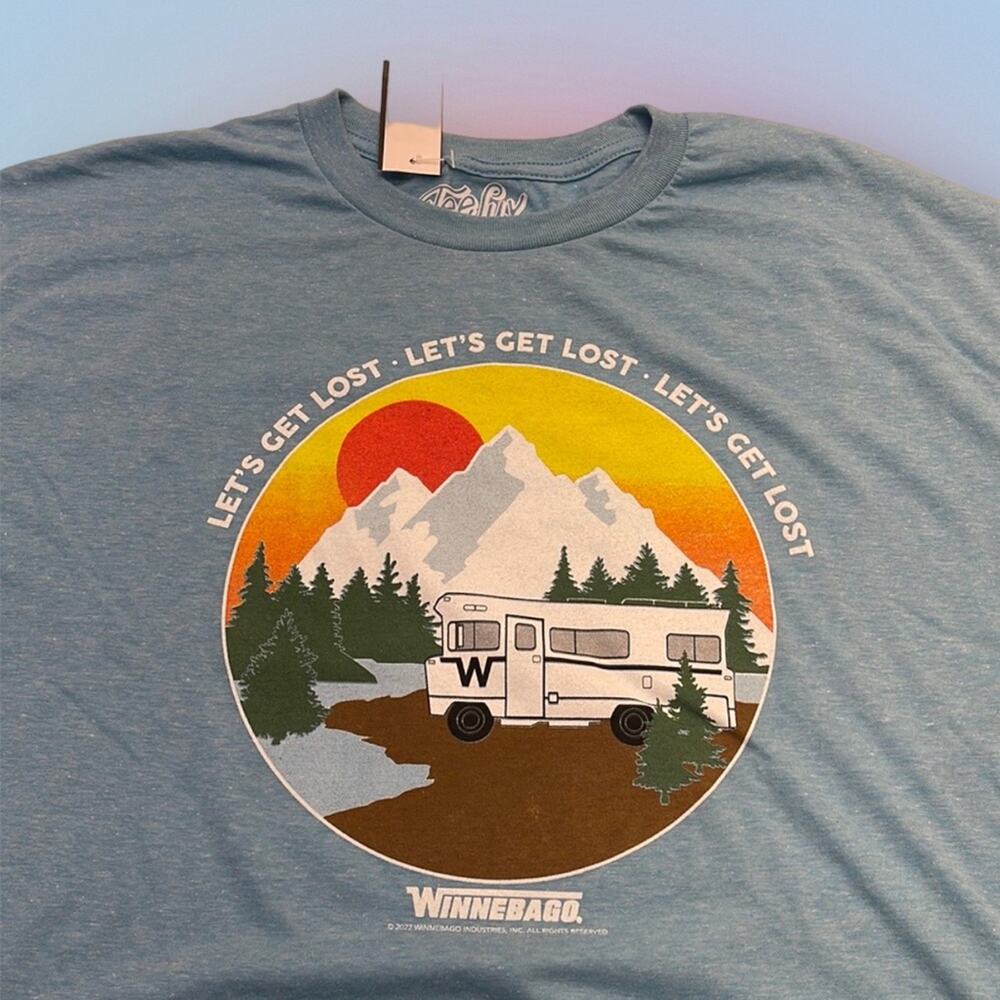 WINNEBAGO Men’s 2XL Blue LET’S GET LOST Tee Shirt